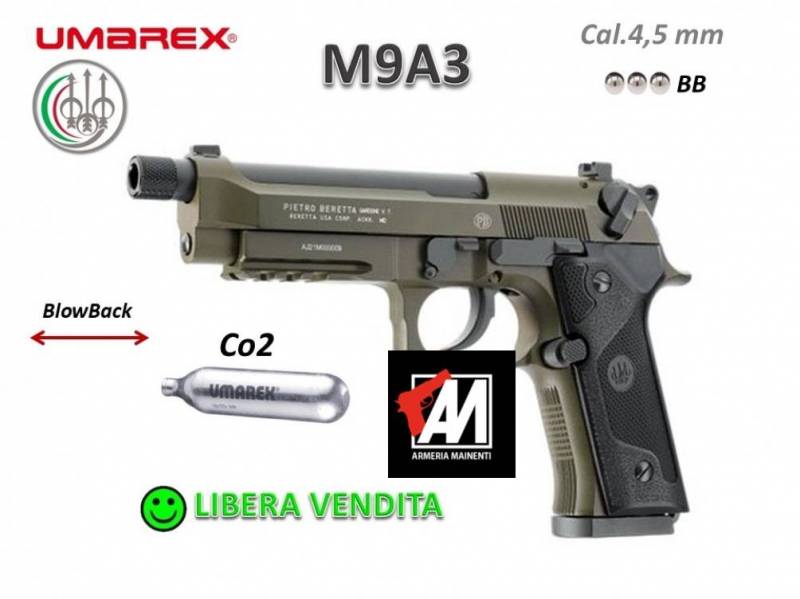 BERETTA MOD. M9A3 GREEN CO2 COLPI SFERICI LIBERA VENDITA MAGGIORENNI · foto 1 di 1